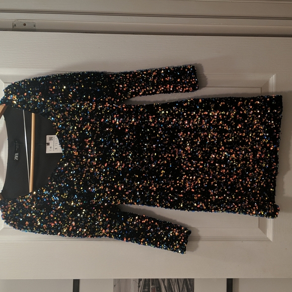 BNWT Zara Sequins and Velvet mini dress - Picture 7 of 8